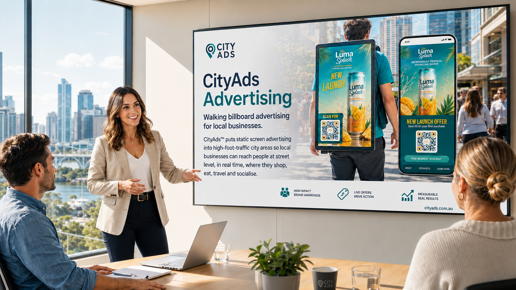 CityAds walking billboard advertising presentation for new product launches across Brisbane, Gold Coast and Sunshine Coast