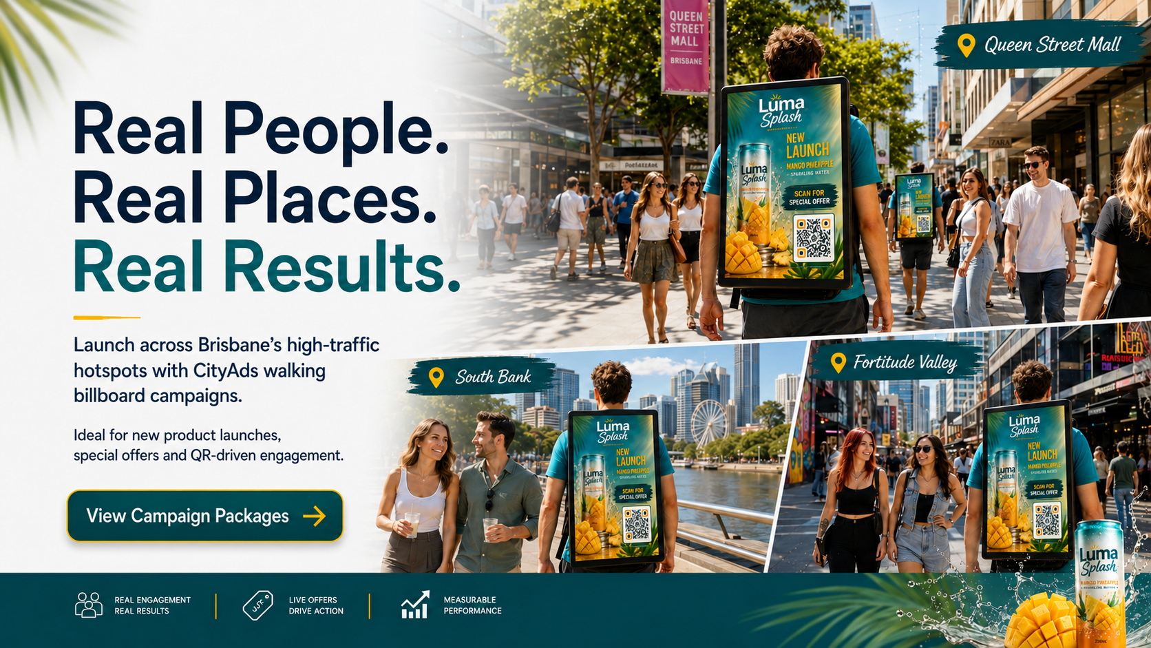 CityAds walking billboard advertising campaign displayed in a busy city location